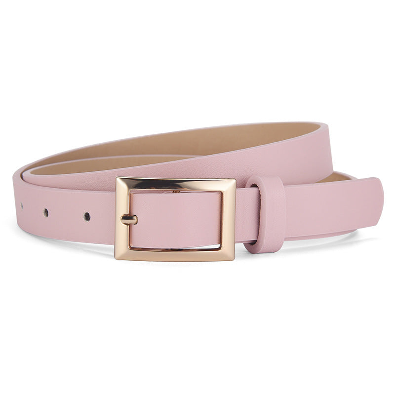 Women's Golden Square Buckle Candy Color Decoration Belts