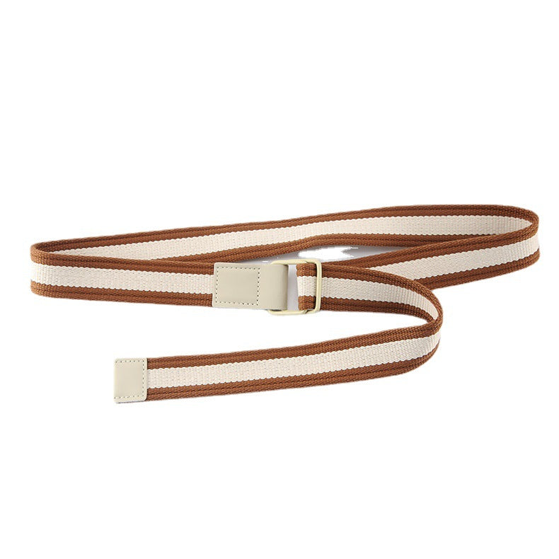 Women's & Men's Korean Style Striped Color Canvas Minimalist Jeans Belts