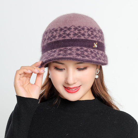 Women's Fleece-lined Small Bucket Mother-in-law Aunt Knitted Hats & Caps