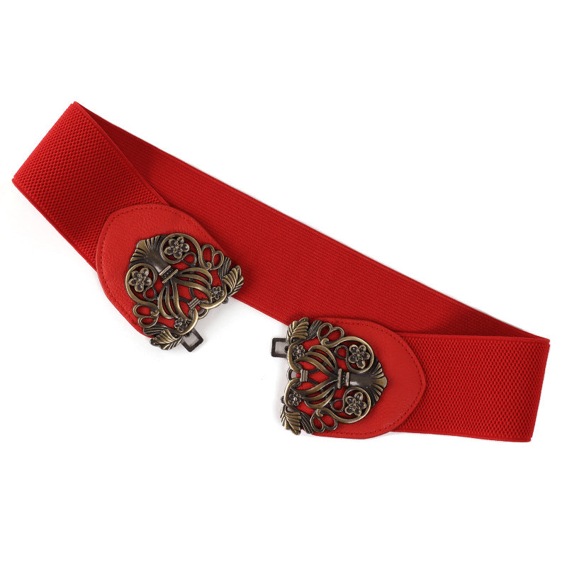 Women's Korean Style High Court Vintage Engraving Wide Belts