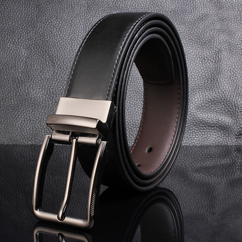 Men's Rotating Buckle Cowhide Pin Casual Double-sided Belts