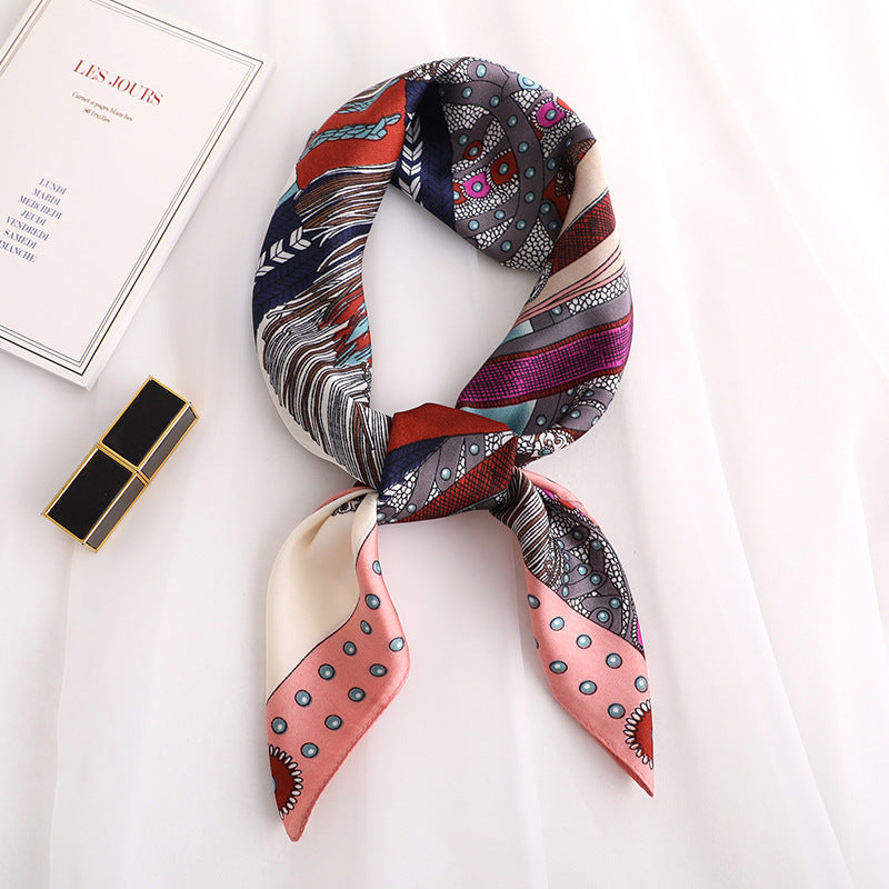 Women's Simplicity Striped Silk Artificial Small Square Scarfs