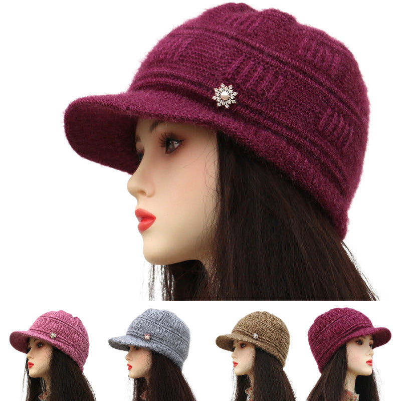 Winter Hat Female Mom Style Elders Grandma Fleece Thickened Hats & Caps