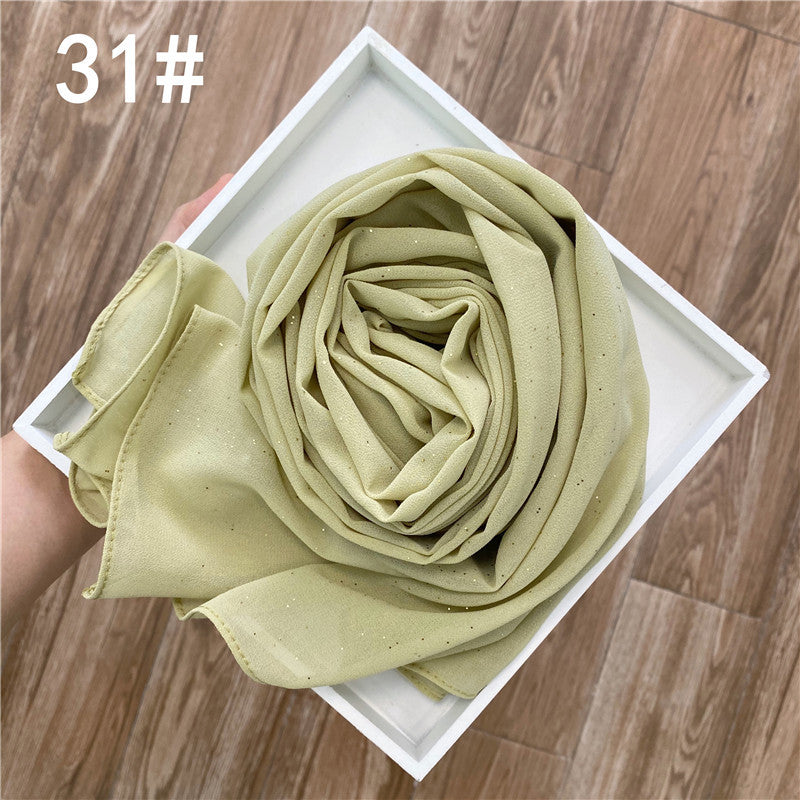 Women's Color Gold Sprinkling Chiffon Fashion Ethnic Scarfs