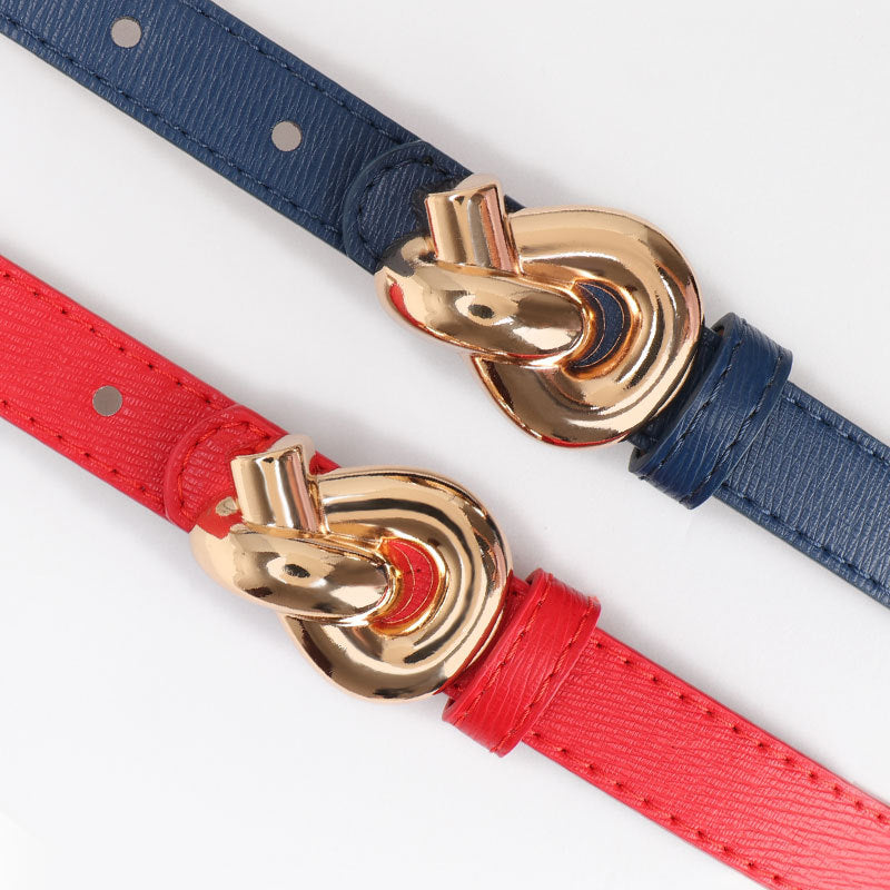 Women's High Sense Female Alloy Snap Button Knotted Belts