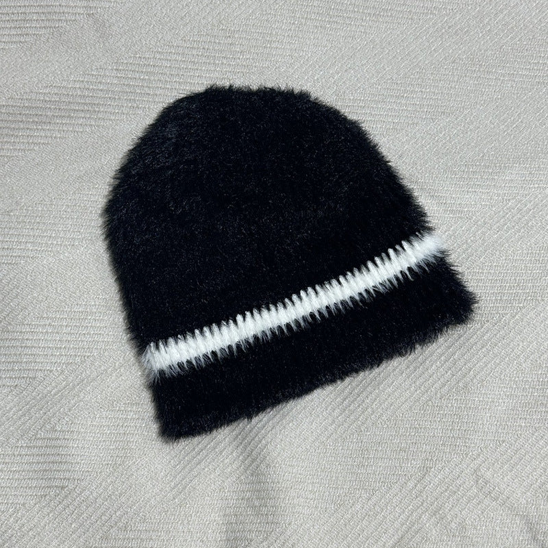 Model Striped Woolen Female Atmosphere Soft Hats & Caps