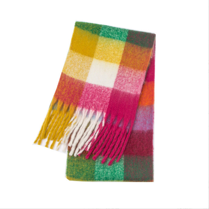 Women's Thick Color Thickened Double-sided Plaid Bib Scarfs