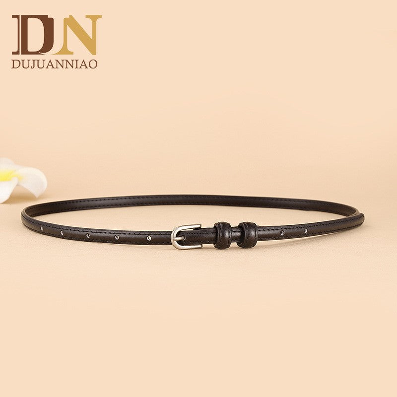 Women's Summer Joker Leather Thin Wind Decoration Belts