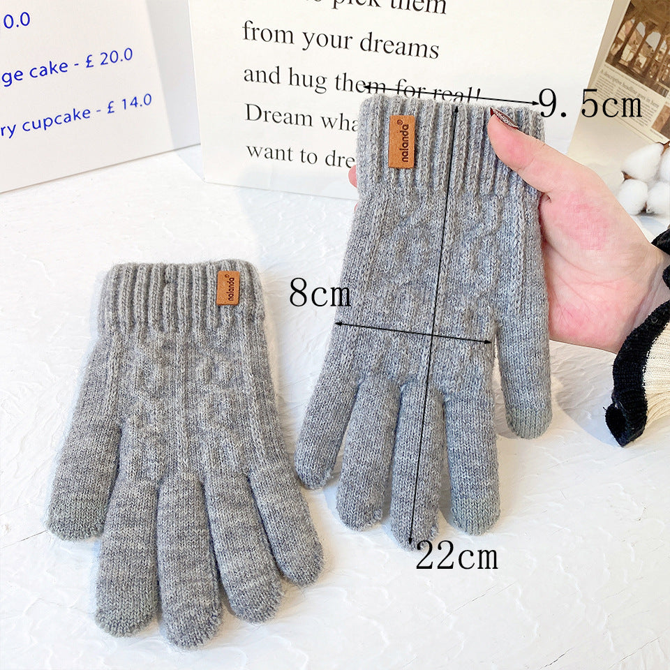 Men's Warm Winter Knitted Full Finger Twist Touch Gloves