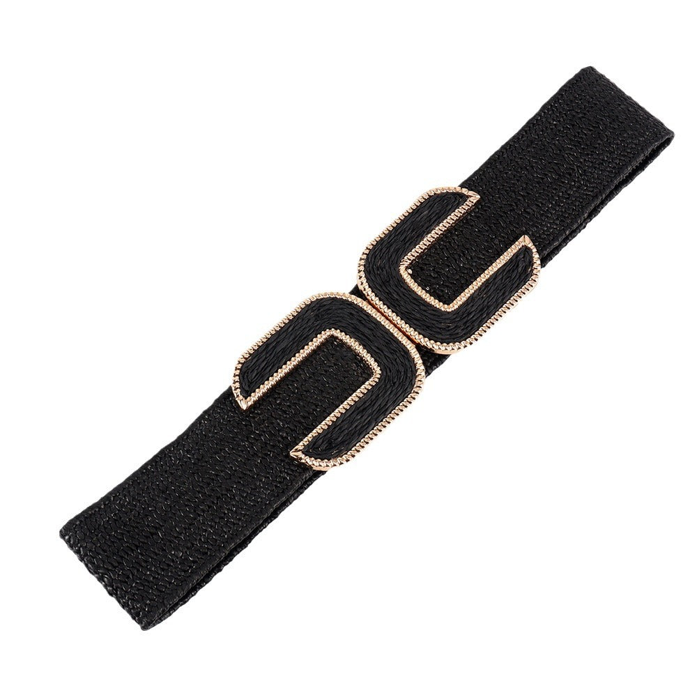 Knitted Buckle Grass Comfortable Elastic Waist Belts