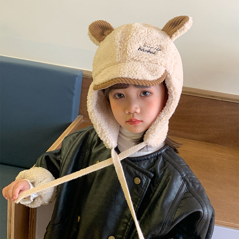 Hat Fleece-lined Cute Wild Earflaps Thick Kids' Headwear