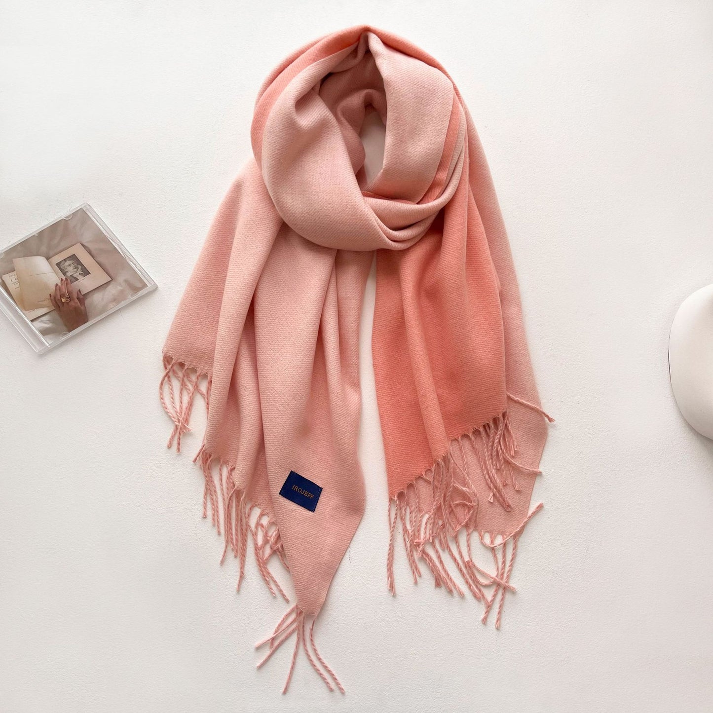 Women's Solid Color Tassel Satine Double-sided Shawl Scarfs