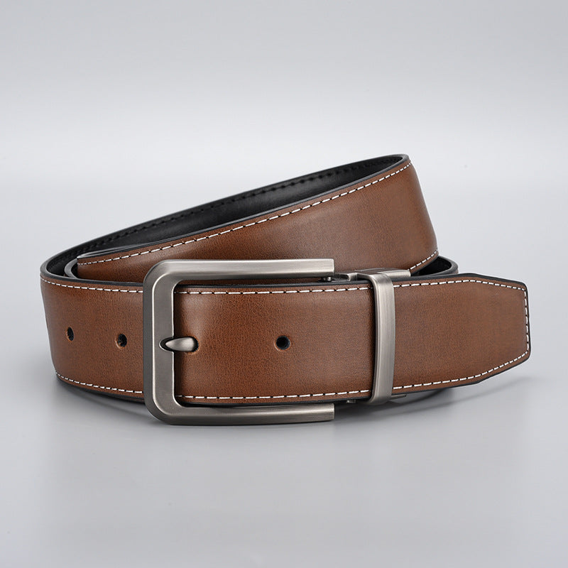 Men's Leather Business Rotating Alloy Pin Buckle Belts