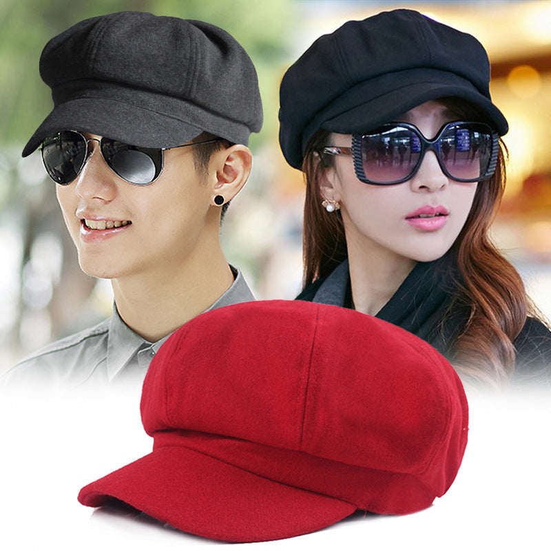 Women's & Men's Versatile Simple Retro Woolen Octagonal Painter Hats & Caps