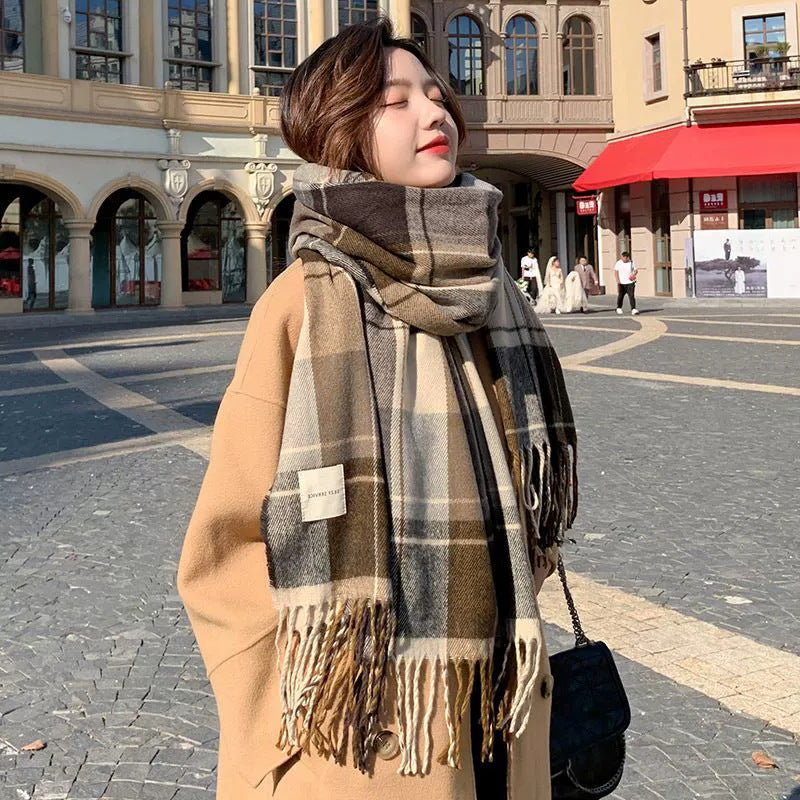 Women's High-grade Plaid Shawl Autumn Versatile Fashion Scarfs