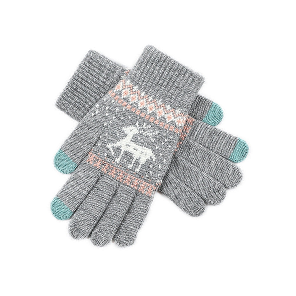 Women's Touch Screen Wool Fleece-lined Thickened Outdoor Gloves