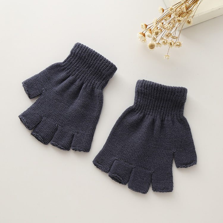 Unisex Warm Knitted Plush Half Finger Gloves