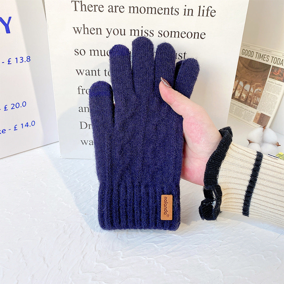 Men's Warm Winter Knitted Full Finger Twist Touch Gloves