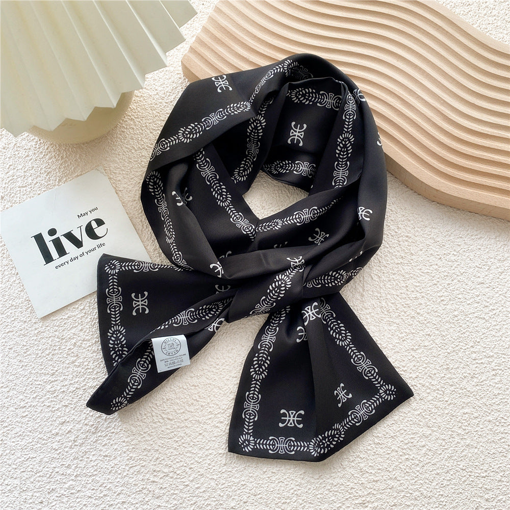 Women's Long Versatile Thin Decorative Ribbon Double-sided Scarfs