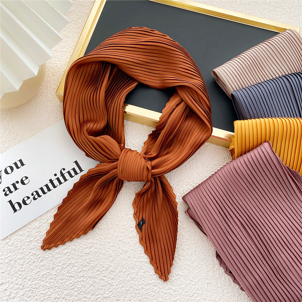 Women's Square Towel Plain Four Thin Silk Scarfs