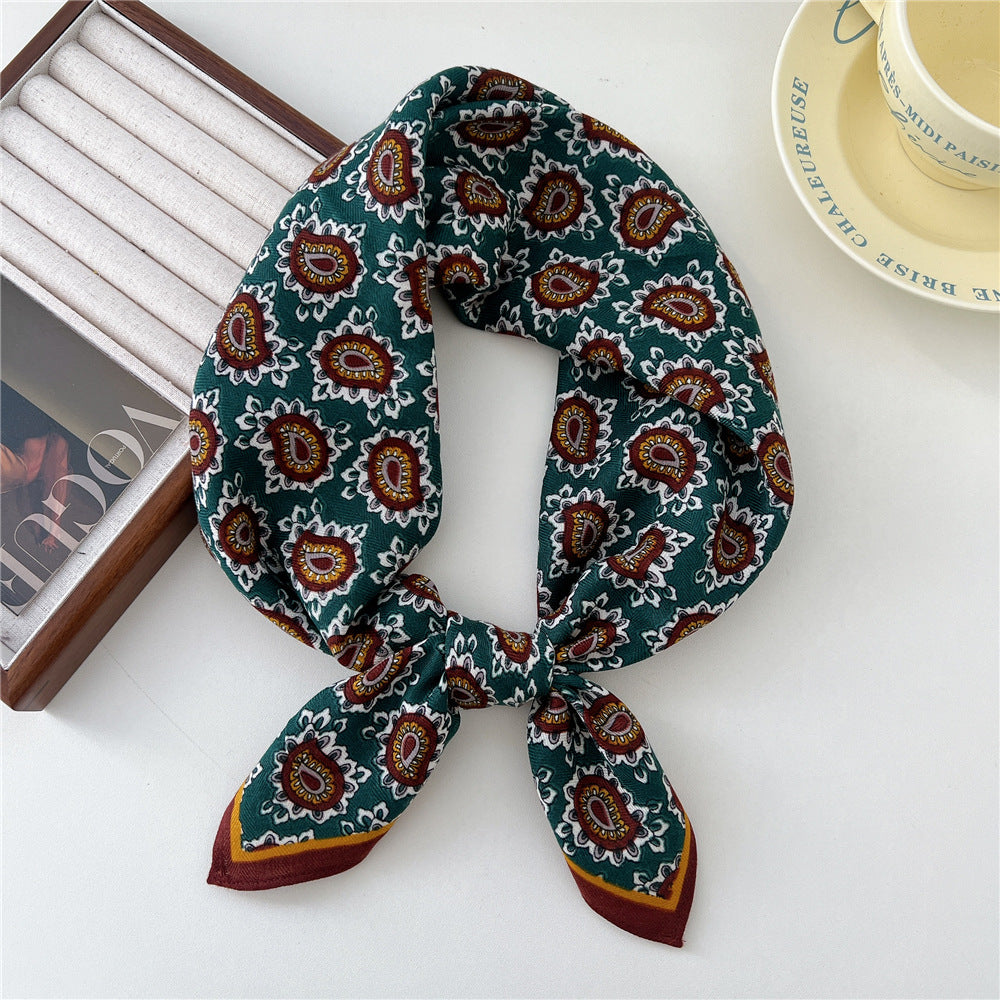 Women's Paisley Fashionable Elegant Cotton Linen Small Scarfs