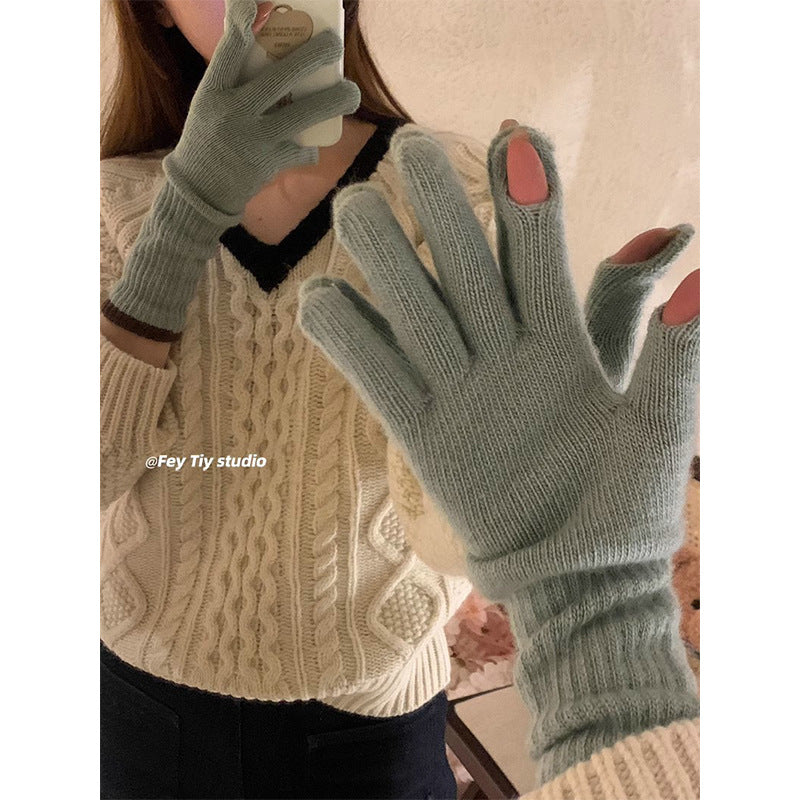 Women's Thermal Finger Touch Screen Long Five Gloves