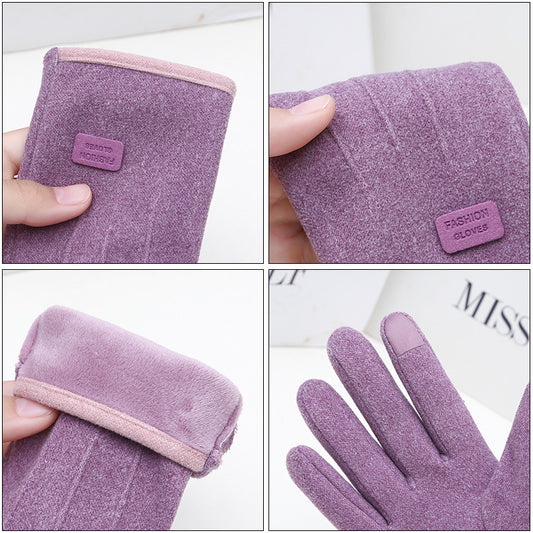 Women's Cold Protection Cotton Polar Fleece Touch Gloves