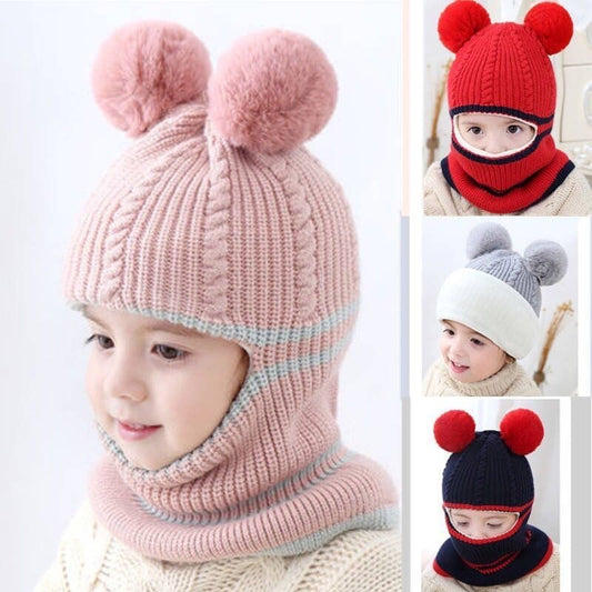 Women's & Men's Hat Set Integrated Thickened Knitted Keep Warm Kids' Headwear