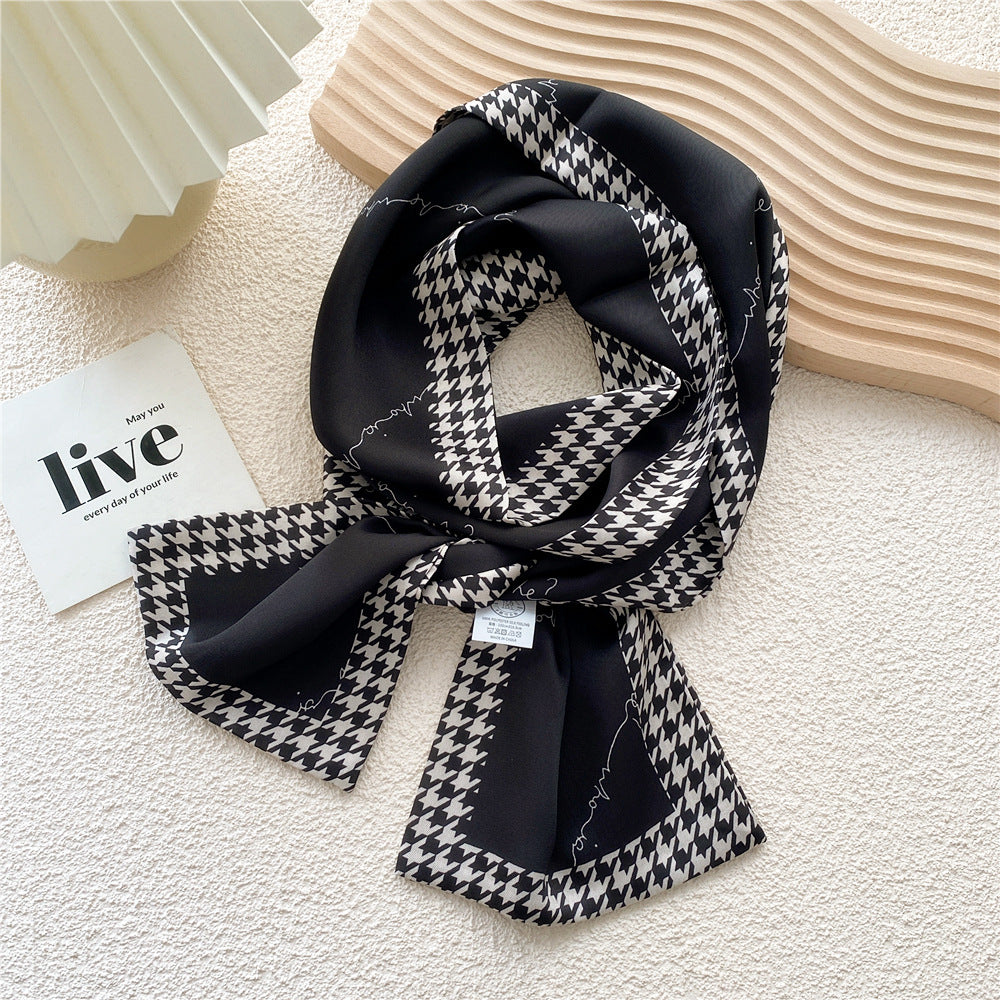 Women's Long Versatile Thin Decorative Ribbon Double-sided Scarfs