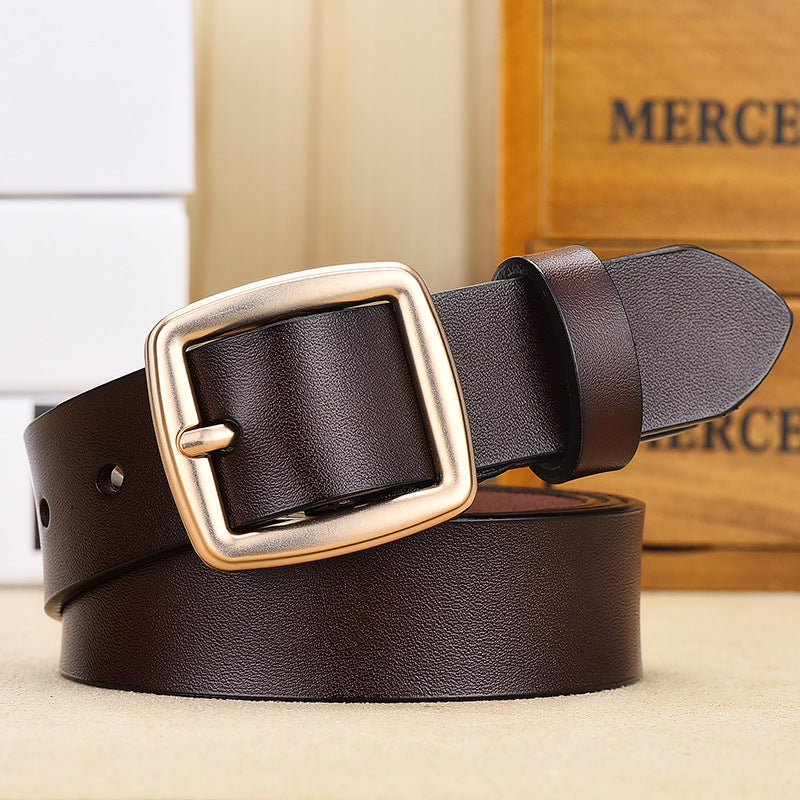 Women's Oil Edge Cowhide Pin Buckle Fashion Korean Belts