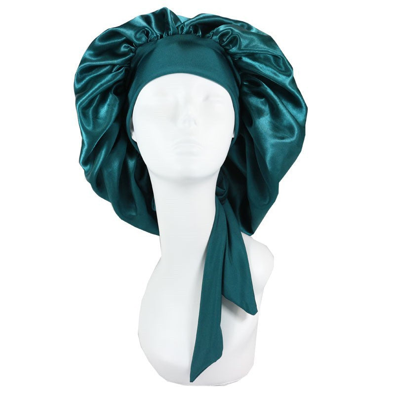 Women's Color Large Satin Nightcap High Elastic Hats & Caps