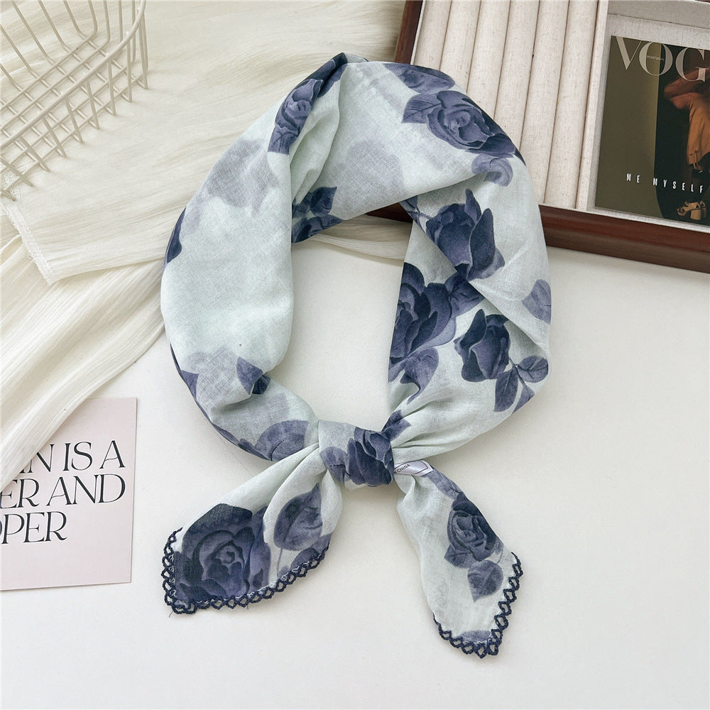 Women's Korean Style Small Square Towel Silk For Soft Scarfs