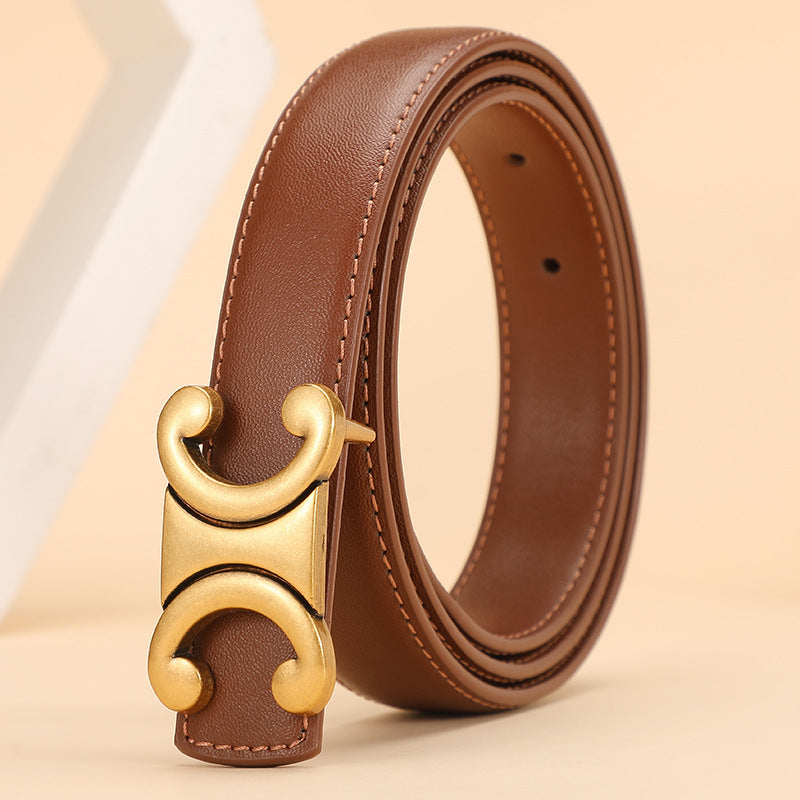 Women's Double Leather Slim Waist Fashion Jeans Belts