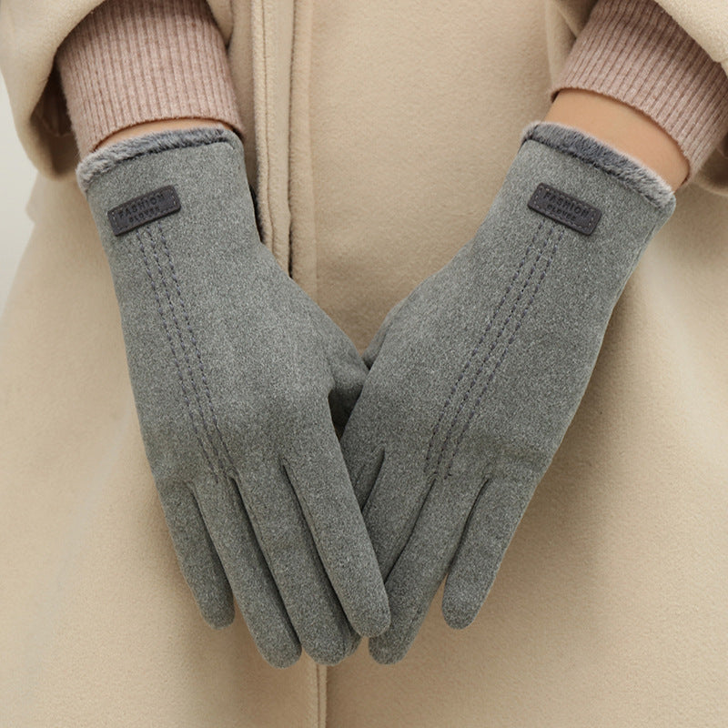 Women's Cold Protection Cotton Polar Fleece Touch Gloves