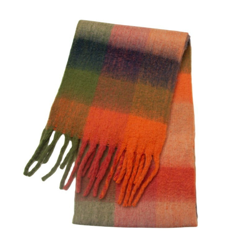 Women's Thick Color Thickened Double-sided Plaid Bib Scarfs