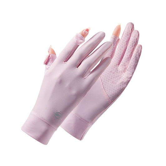 Women's Silk Summer Thin Breathable Driving Touch Screen Gloves