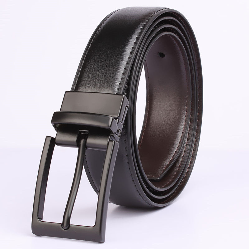 Men's Rotating Buckle Cowhide Pin Casual Double-sided Belts