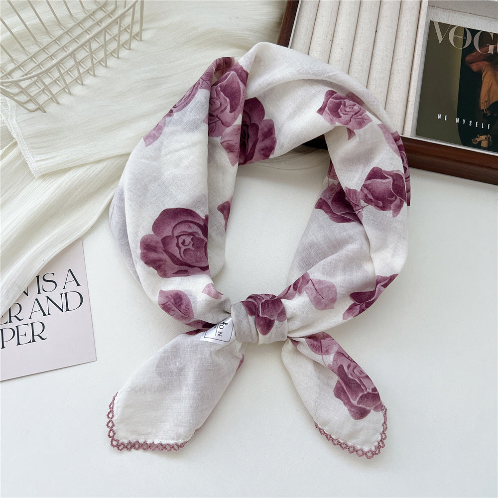 Women's Korean Style Small Square Towel Silk For Soft Scarfs