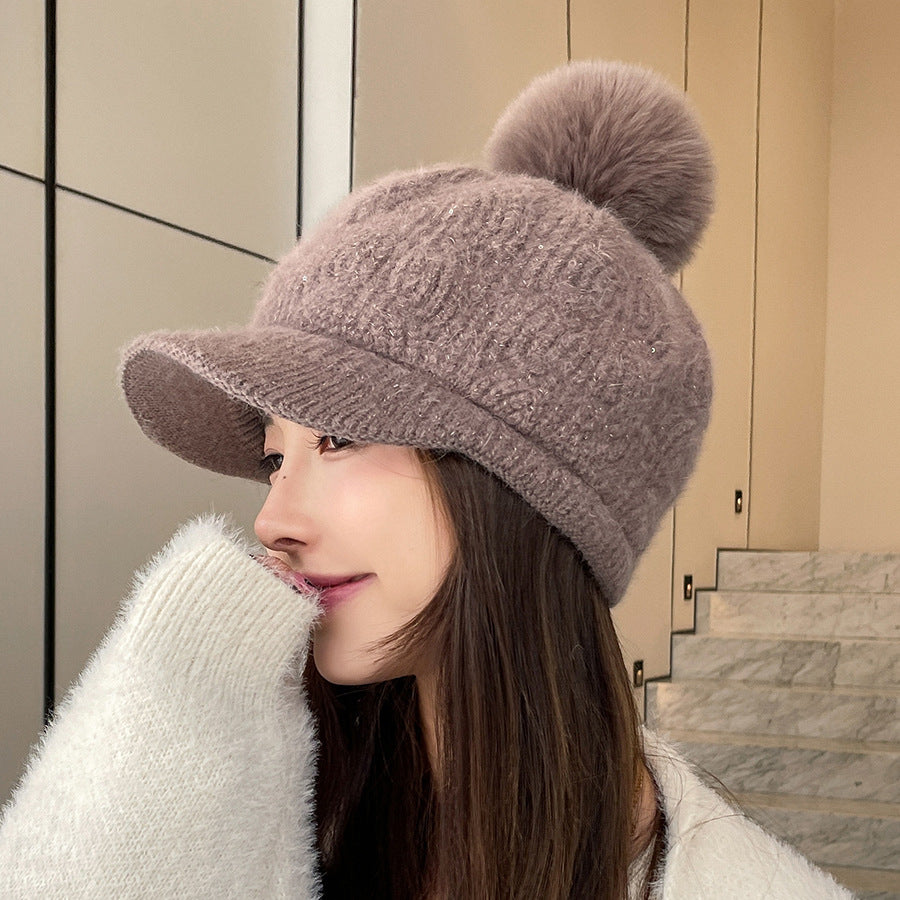 Women's Hair Baseball Korean Textured Sequined Fur Hats & Caps