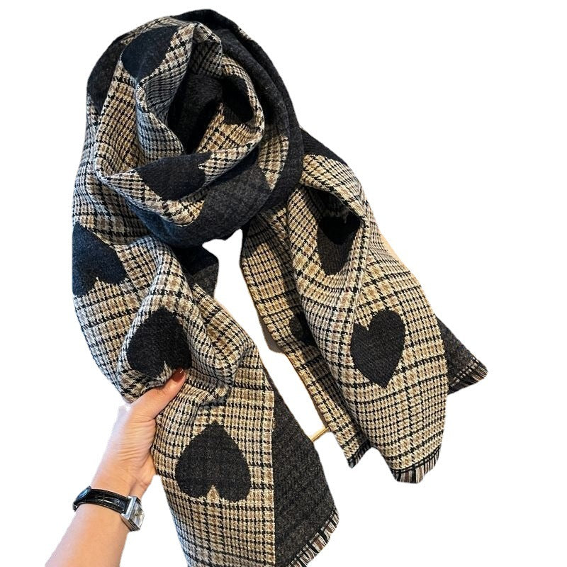 Women's Winter High-grade Double-sided Plaid Shawl Korean Scarfs