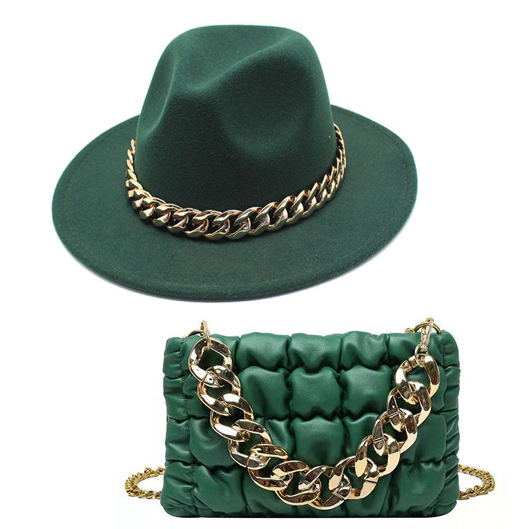 Men's Top Hat Golden Acrylic Chain Fedora Hats & Caps