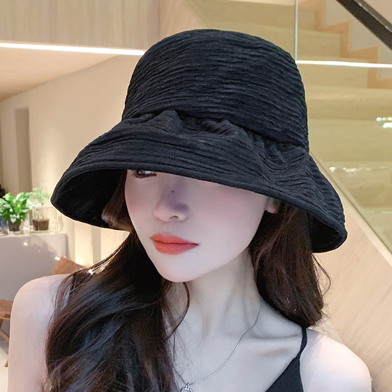 Women's Protection Hat Small Pleated Wide Brim Hats & Caps