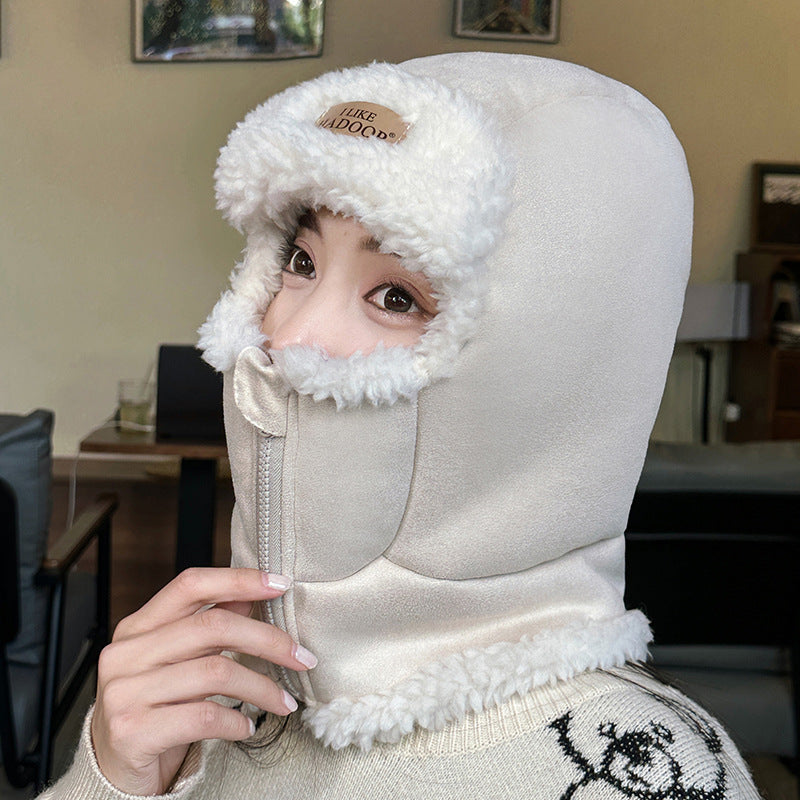 Women's Cold Protection Face Care Fur Integrated Hats & Caps