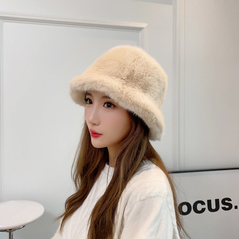 Women's Bucket Hat Plush Fashion Warm Fur Hats & Caps