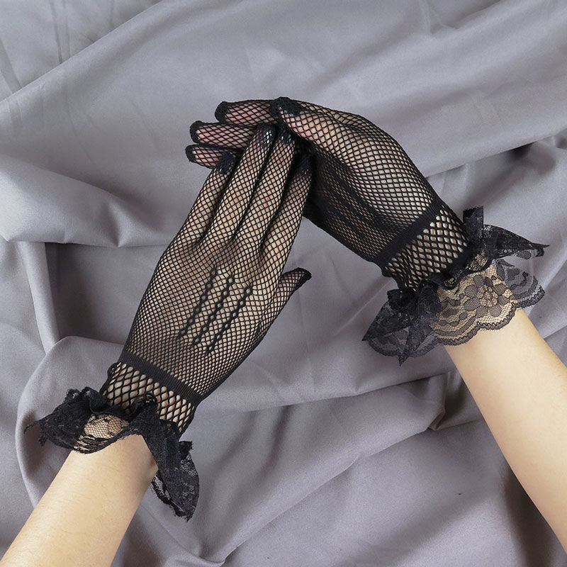 Women's For Summer Fishnet Full Finger Elastic Gloves