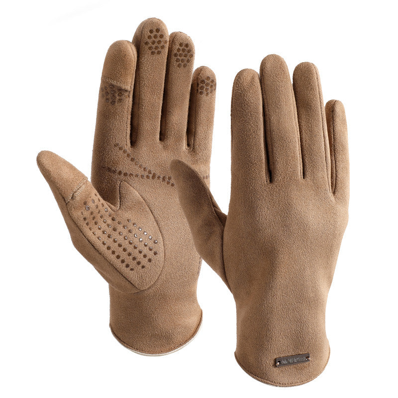 Women's & Men's Warm Outdoor Riding Suede Fleece-lined Thick Gloves