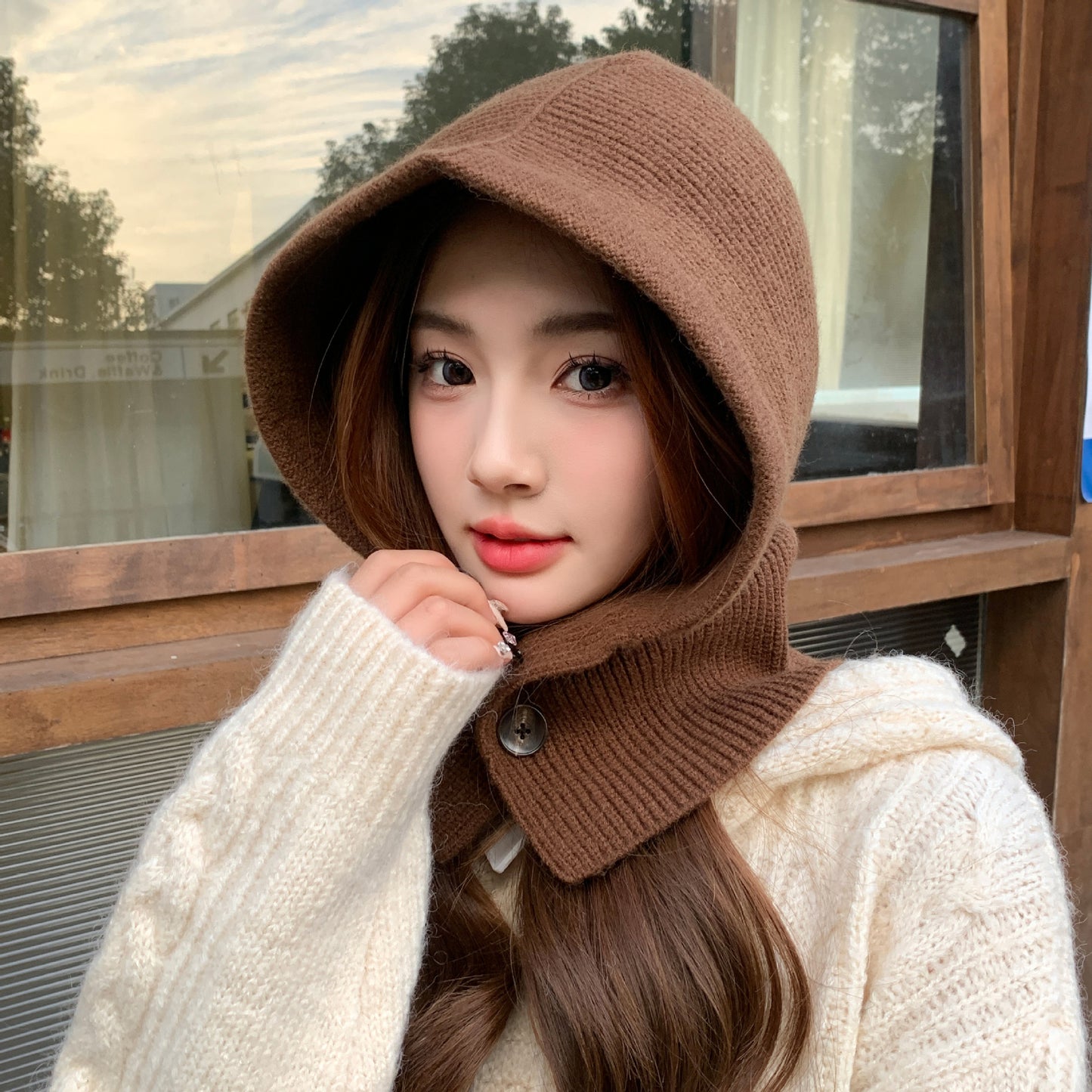 Women's Fashion Korean Balaclava Ear Protection Integrated Hats & Caps