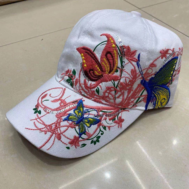 Women's Summer Ethnic Style Embroidered Travel Cover Face Hats & Caps