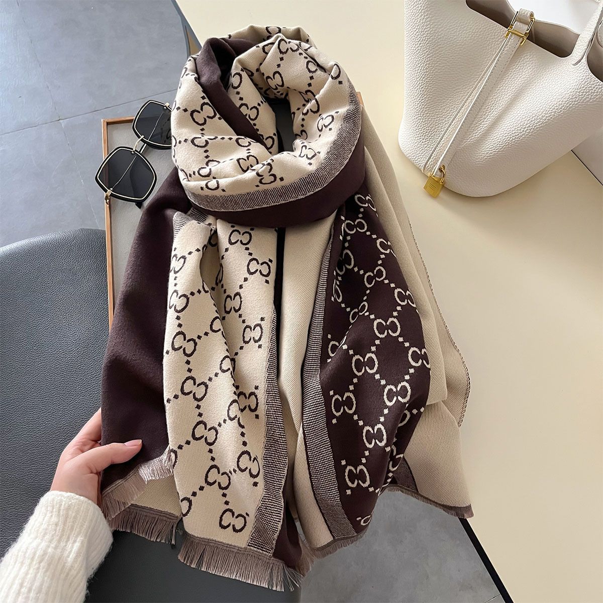 Women's Winter Temperament Wild Double-sided High Sense Scarfs