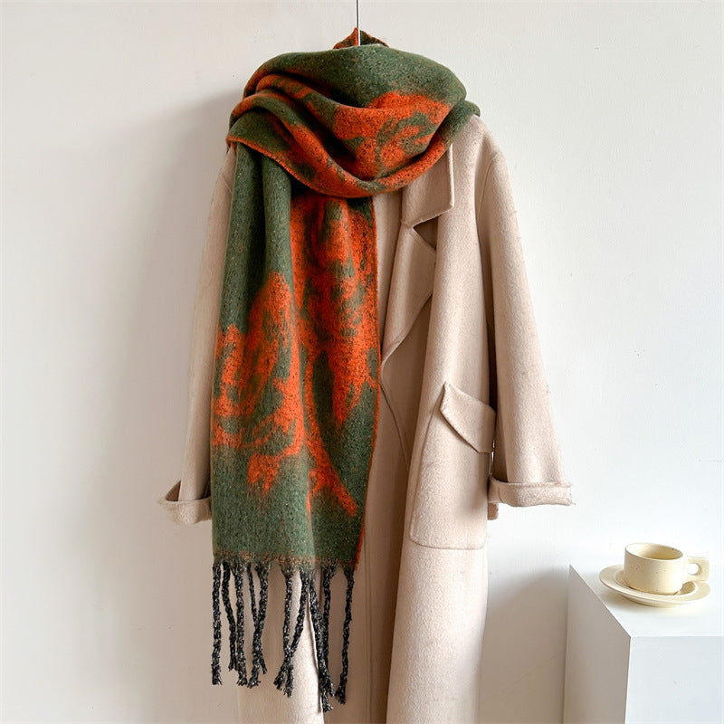 Women's Rose Flower Solid Color Matching Fashion Scarfs